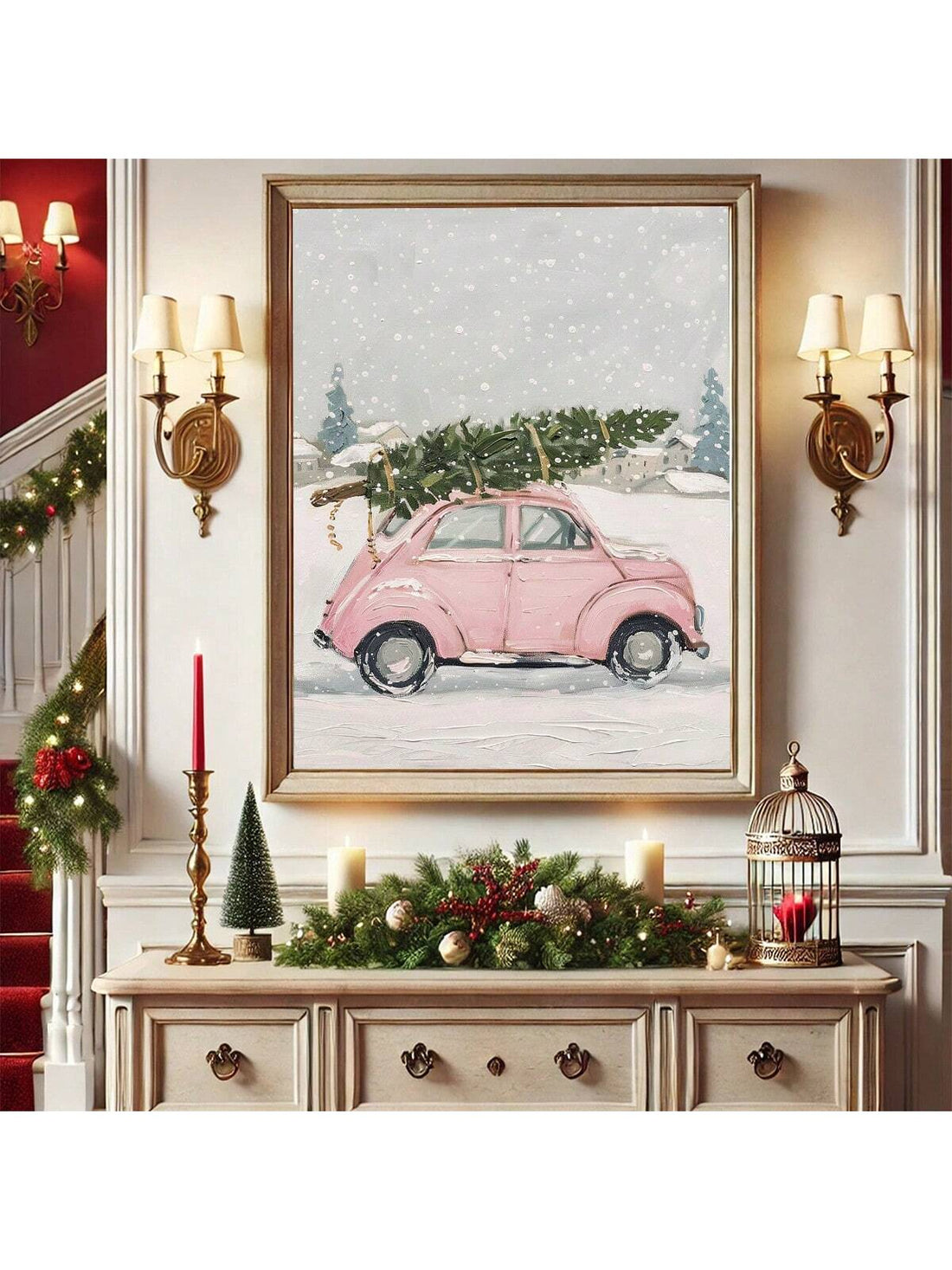 Celebrate the holiday season with a splash of retro charm! This Vintage Pink Christmas Car Wall Art brings a whimsical twist to your festive decor, showcasing a classic holiday ride in joyful pink hues. Crafted on waterproof canvas, it’s perfect for adding cozy winter vibes anywhere in your home—no worries about moisture or spills. Brighten up your space with this playful, nostalgic piece that’s as cheerful as your holiday spirit!