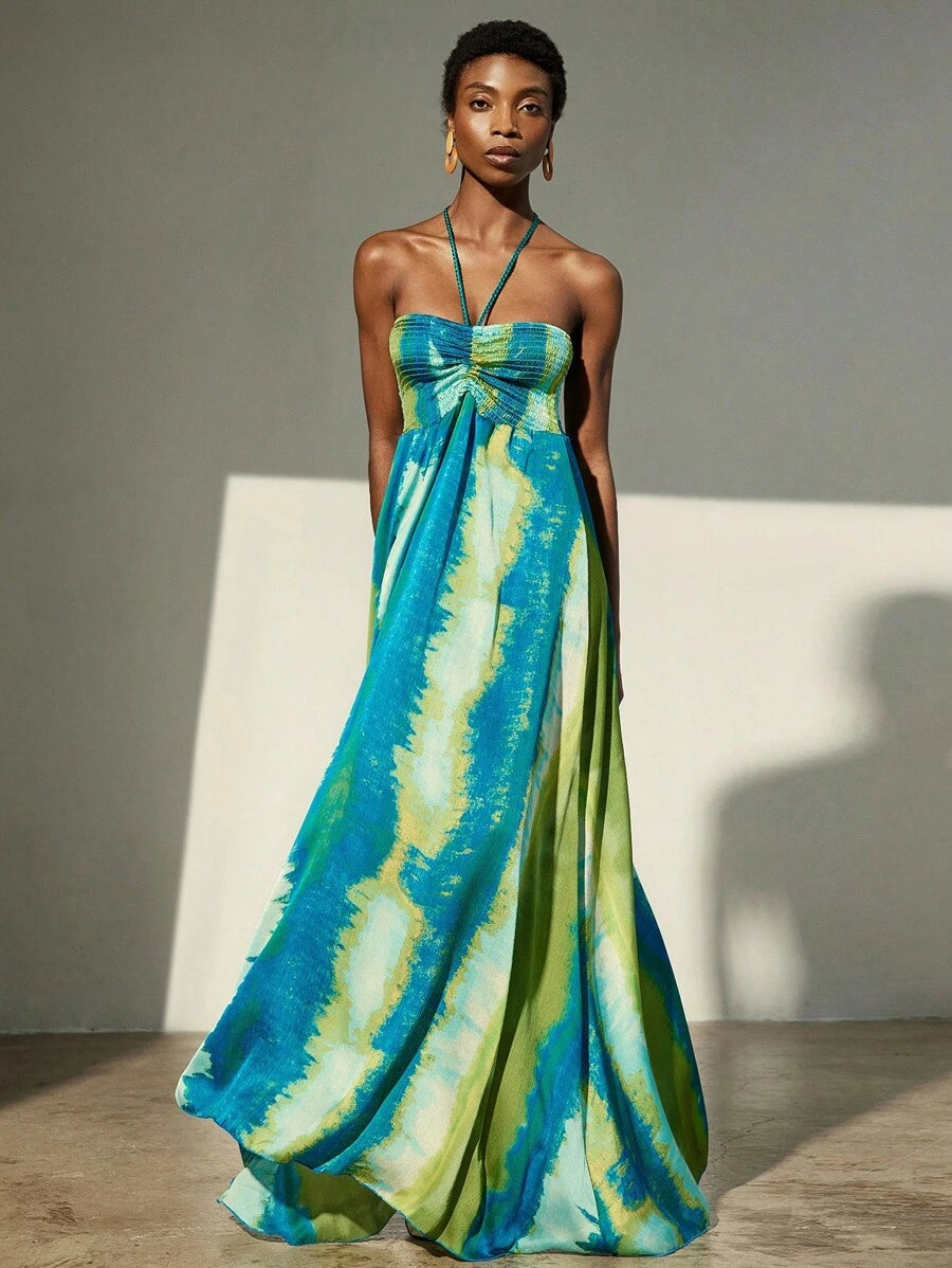 Exude Ethereal Sophistication in Our Chic Tie-Dye Chiffon Halter Neck Dress!

Experience the breathtaking fusion of nostalgic artisanal heritage and sharp, modern fluid tailoring. This stunning tie-dye halter dress is meticulously designed for the woman who values a high-fashion, "quiet luxury" approach to resort wear—the ultimate centerpiece for prestigious beachside dinners, exclusive island retreats, and high-authority summer social gatherings.

Iconic Tie-Dye Artistry: Featuring a masterfully curated, s
