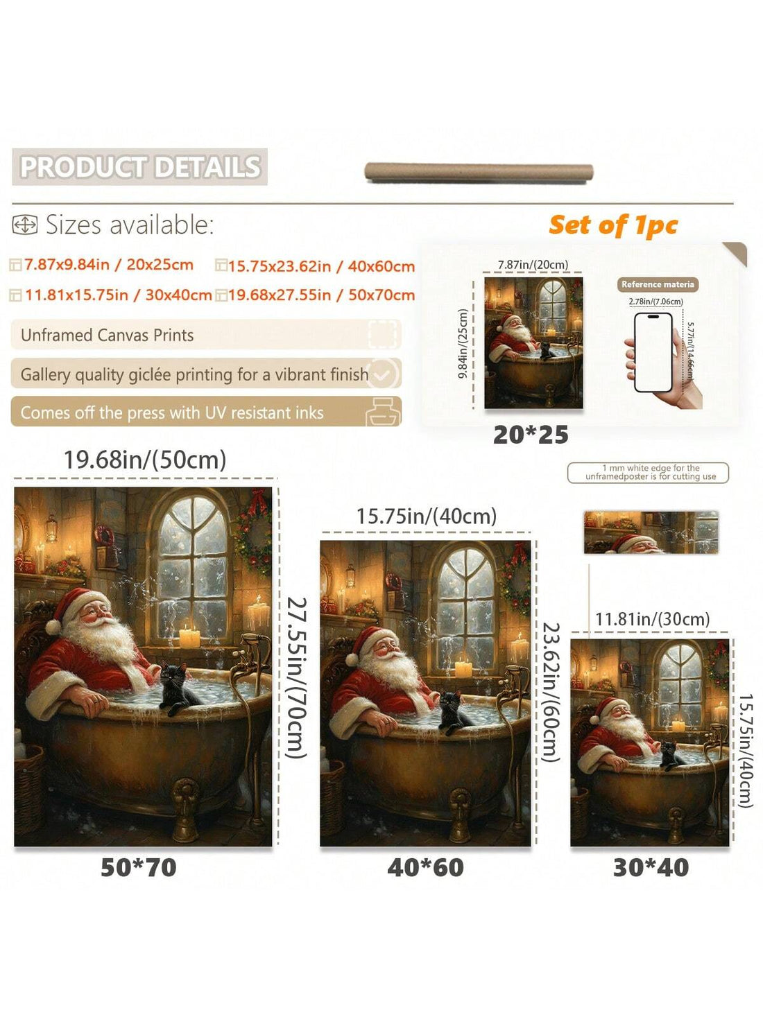 Add a touch of playful holiday cheer with this whimsical canvas featuring Santa Claus and a curious black cat sharing a cozy bathtub moment. Perfect for festive Christmas decor, this charming artwork brings warmth and fun to any room, inviting smiles and seasonal joy all December long.