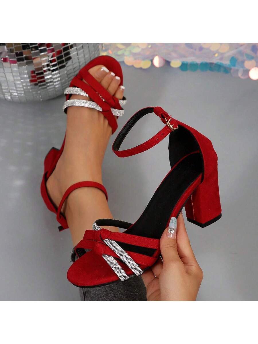 Step into sunny days with these Stylish Summer Rhinestone-Embellished High Heel Sandals for Women. Sparkling rhinestones catch every ray of light while thick heels offer comfort and confidence all day long. Perfect for dancing under the stars or turning heads at beach parties, they bring fun and flair to your warm-weather wardrobe.