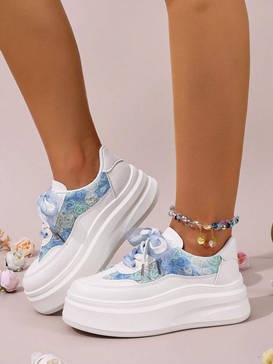 floral platform sneakers image 4 showing visible color, material, toe, strap, heel, sole, or lace details