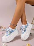 floral platform sneakers image 2 showing visible color, material, toe, strap, heel, sole, or lace details