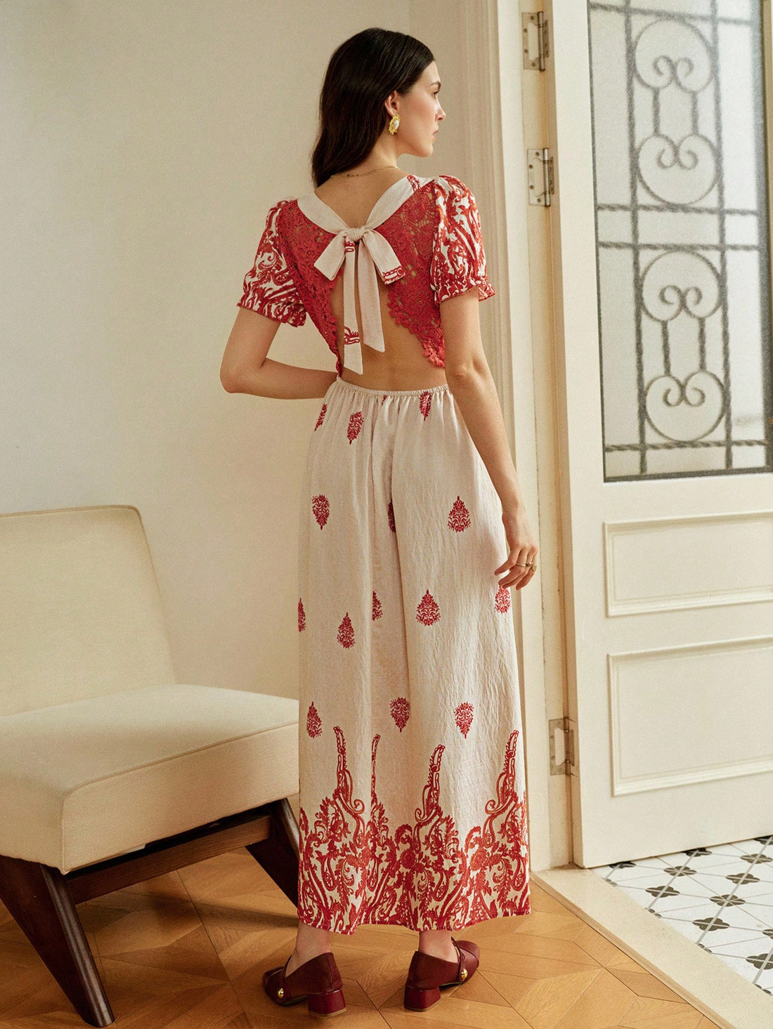 Turn heads at your next celebration in this stunning French lace backless dress. The delicate lace detailing pairs perfectly with practical short sleeves, while the daring open back adds just the right amount of flirtation. Whether you're dancing at a festival or making an entrance at a special event, this dress delivers elegance with a cheeky twist. Comfortable enough to move in, bold enough to remember—your new go-to for unforgettable moments.