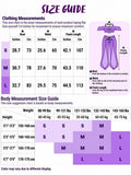Size chart for women’s Arabian princess costume set in S through L
