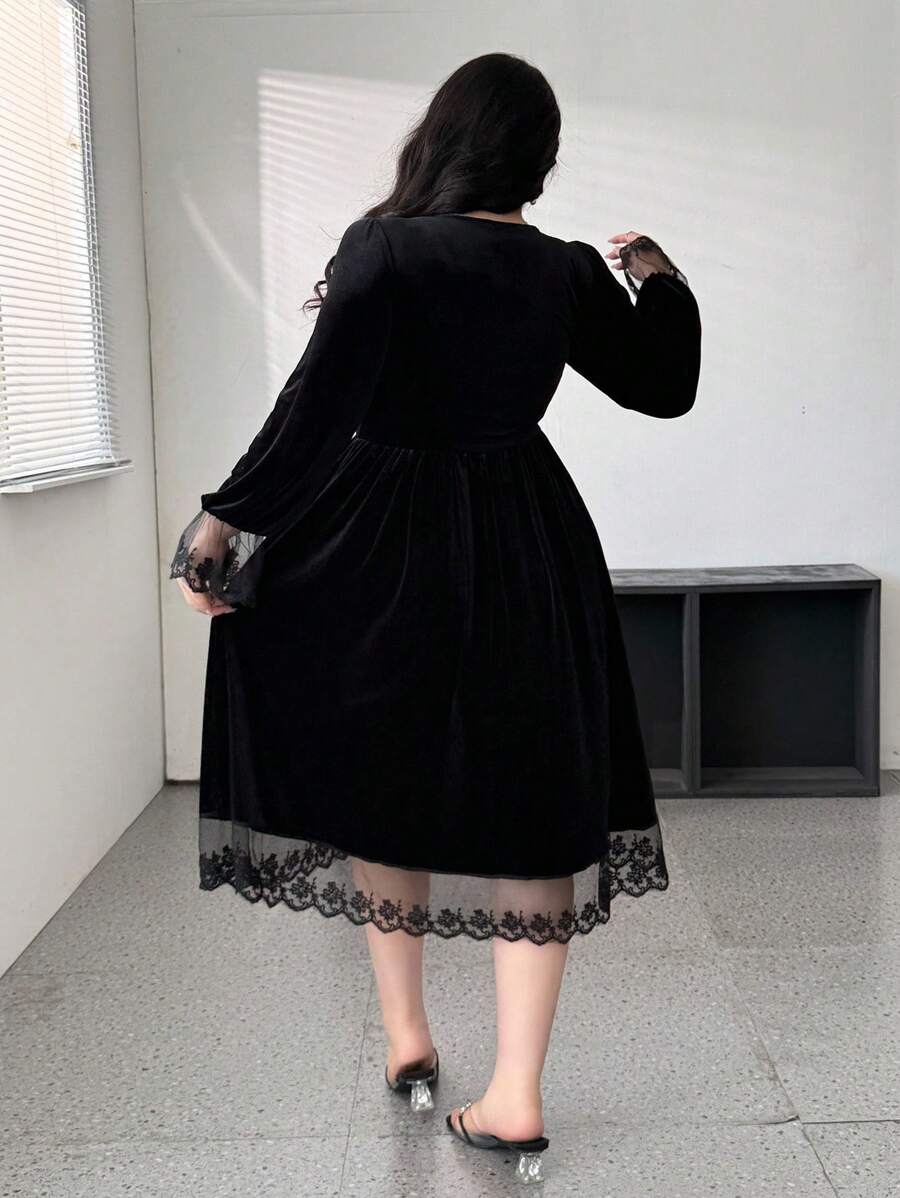 Step into elegance with this enchanting princess dress that's pure magic! Featuring a flattering V-neckline and delicate lace patchwork details, this gown combines sophistication with whimsical charm. The cinched waist creates a graceful silhouette while long sleeves add timeless refinement. Perfect for special occasions, formal events, or whenever you want to feel absolutely regal. This dress transforms any moment into a fairytale moment!