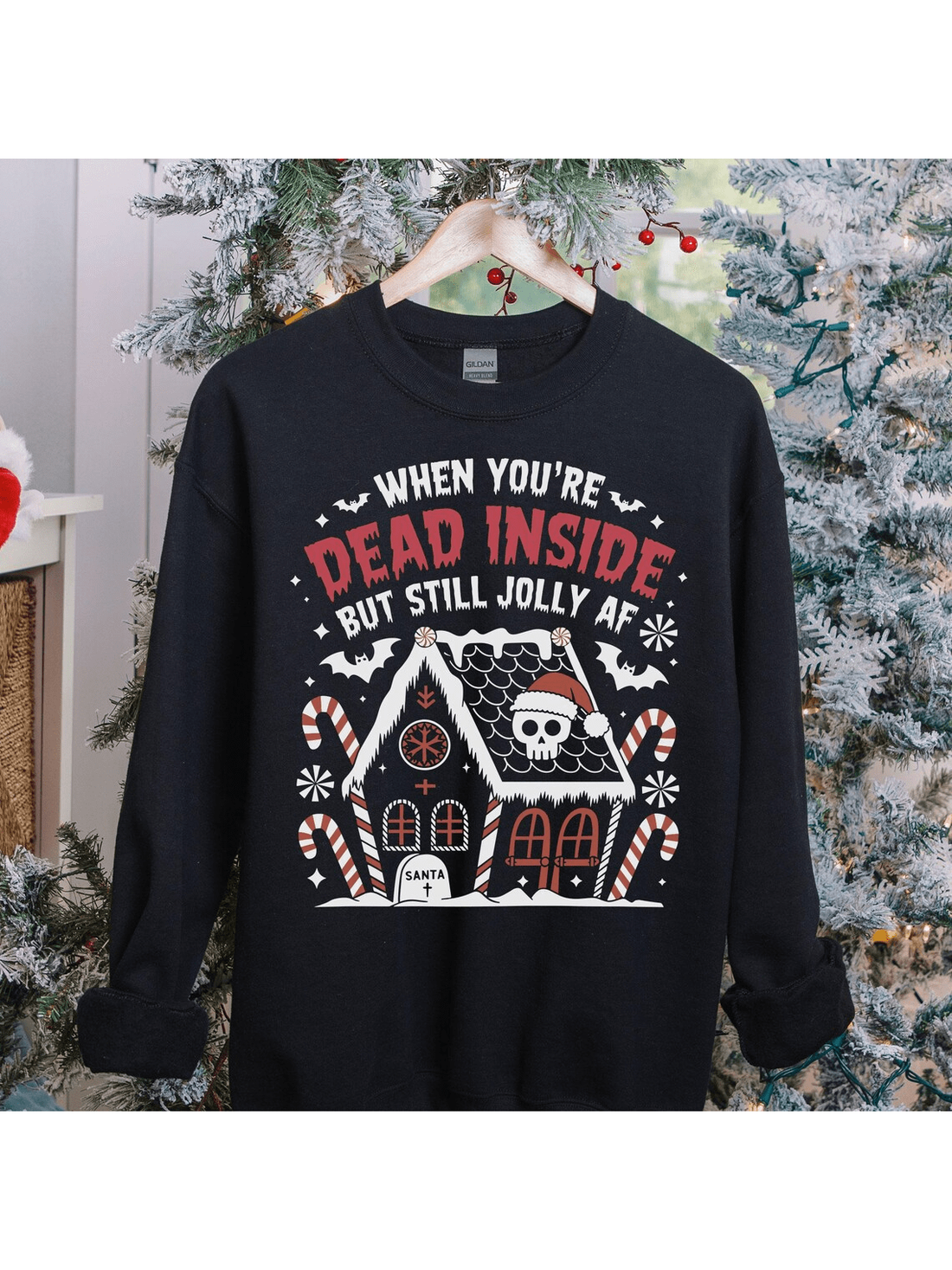 Embrace the holiday season with a dark twist in this Spooky Matching Ugly Christmas Sweater. Designed for both men and women, this goth-inspired sweatshirt combines festive cheer with edgy style. Crafted to provide comfort and warmth, it features bold spooky motifs that stand out during holiday gatherings. Perfect for those who want to celebrate Christmas with a unique and alternative vibe, this sweater balances seasonal tradition with a modern gothic edge.