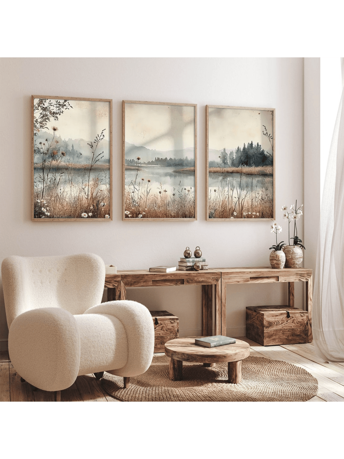 Bring a touch of timeless charm to your space with this 3-piece set of vintage forest scenery canvas prints. Each rustic artwork captures the serene beauty of the woods, perfect for creating a calm, inviting atmosphere. Whether you're relaxing or entertaining, these prints add a playful yet peaceful vibe to your home décor.