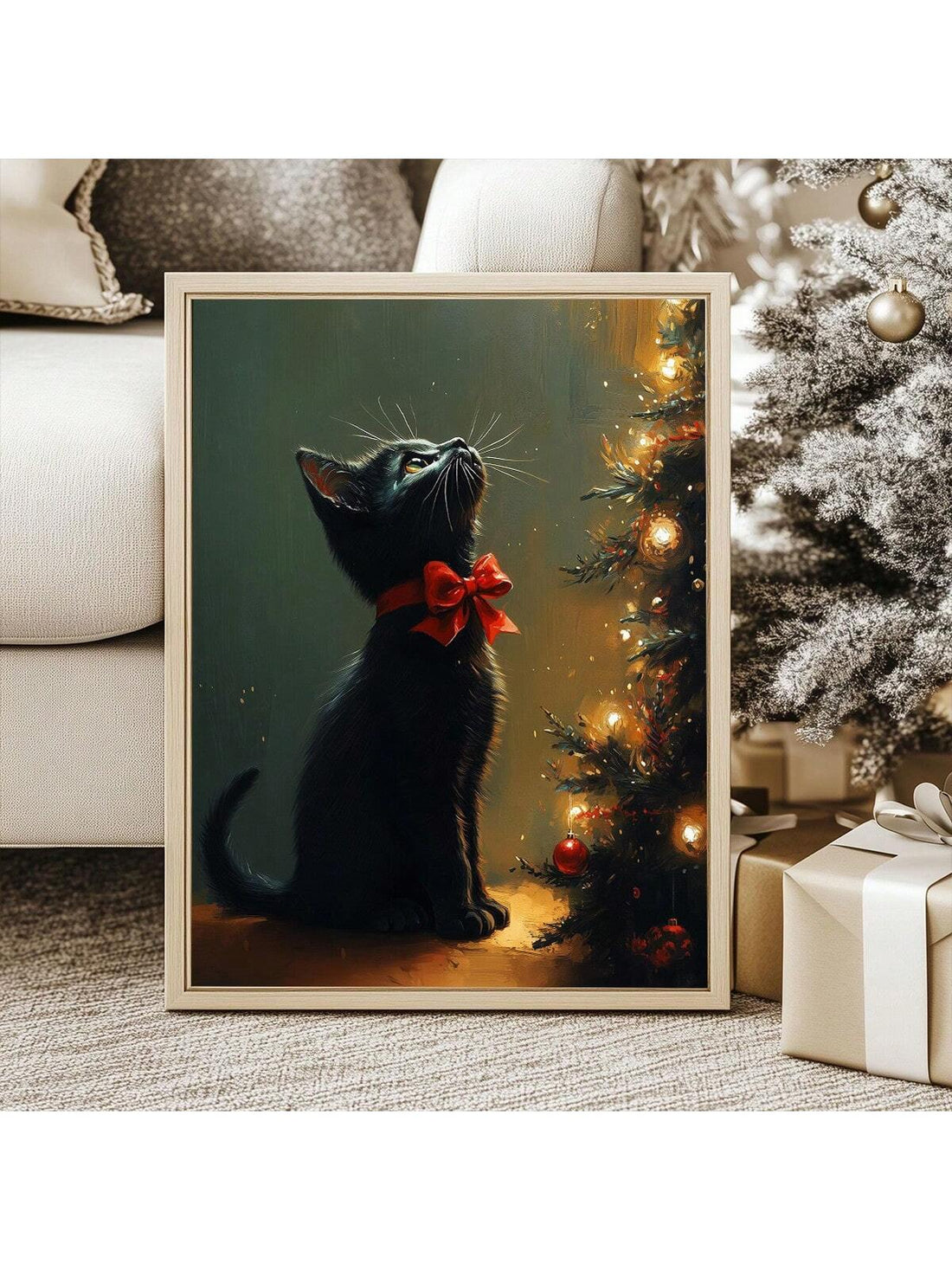 Bring festive feline charm to your home with this delightful vintage-inspired canvas featuring adorable Christmas kittens. Perfect for cat lovers and holiday enthusiasts alike, this whimsical artwork captures the cozy spirit of the season with its nostalgic aesthetic and charming kitten characters. Whether you're decorating a living room, bedroom, or cat-themed space, this canvas adds warmth and personality to any wall. A purr-fect way to celebrate the holidays in style!
