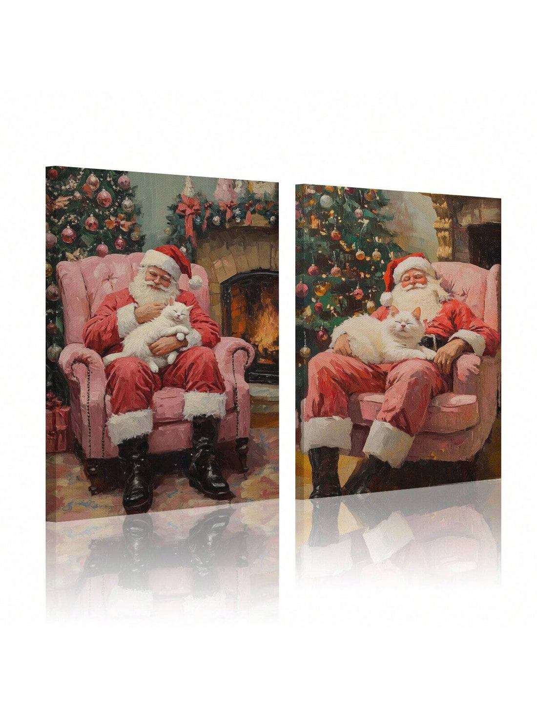 Transform your space into a festive wonderland with this delightful pink Santa canvas wall art set! Perfect for adding a modern, girly twist to your Christmas décor, these charming pieces blend holiday spirit with contemporary style. Whether you're decorating a dorm room, bedroom, or living space, this set brings warmth and whimsy to any wall. The soft pink palette creates a sophisticated yet playful aesthetic that stands out from traditional red-and-green holiday decorations. Ideal for those who love celeb