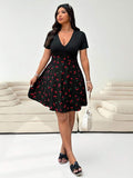Plus size surplice V neck fit and flare summer dress variant image 10