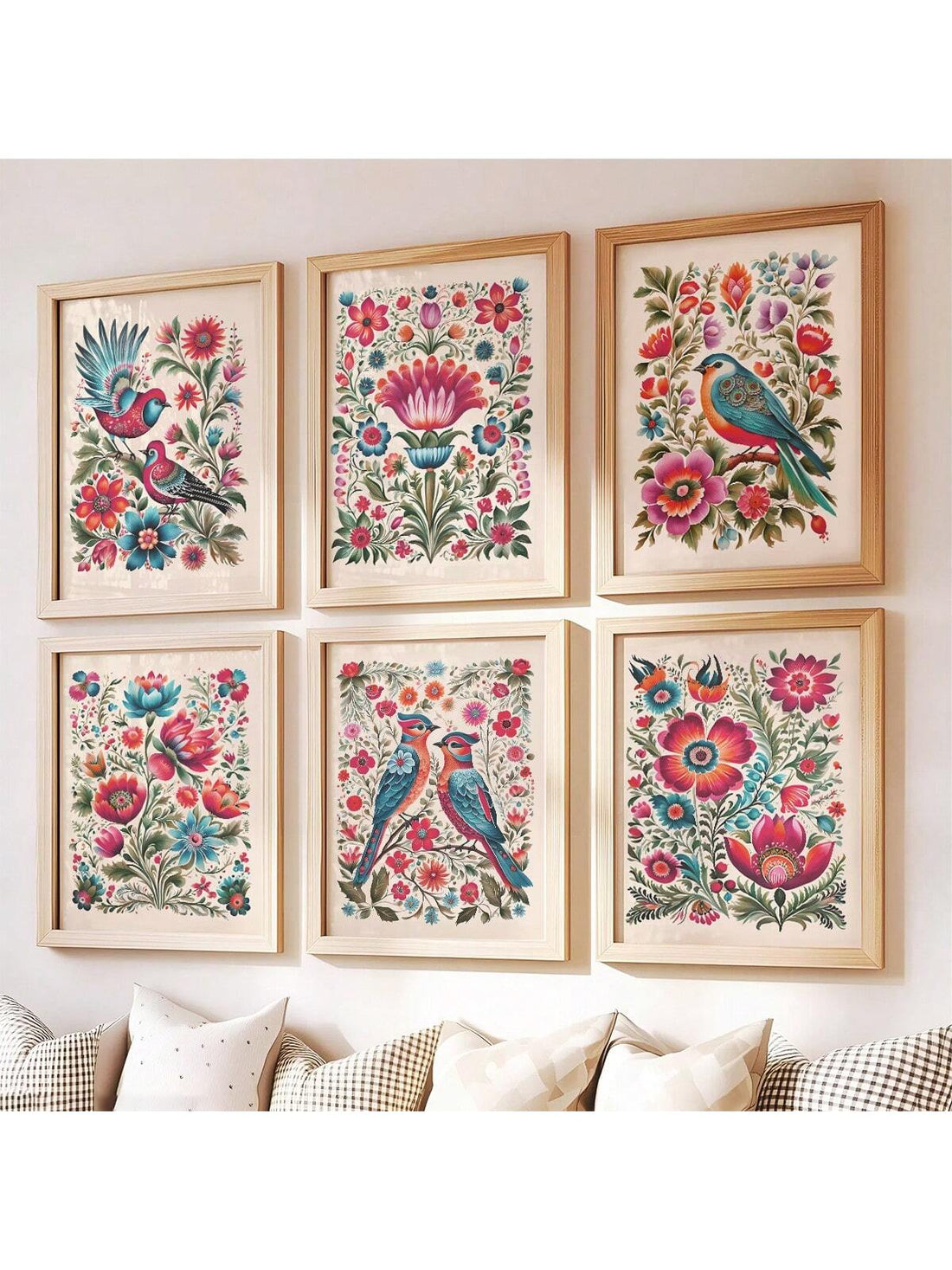 Bring a burst of rustic charm and vibrant tradition to your walls with this Frameless 6-Piece Polish Folk Art Canvas Set. Featuring whimsical floral patterns and lively birds, each piece adds a touch of folk-inspired fun to modern spaces. Perfect for brightening your home or gifting a slice of creativity to someone special!