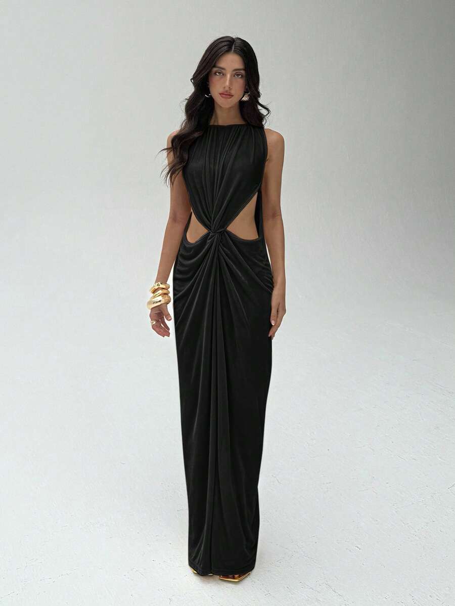 Turn heads with this Chic Sleeveless Cutout Bodycon Dress that blends boldness and elegance effortlessly. Its sleek silhouette hugs your curves while the playful cutouts add a flirty edge, making it perfect for day-to-night wear. Step into style and confidence with a dress that’s as fun to wear as it is to show off.