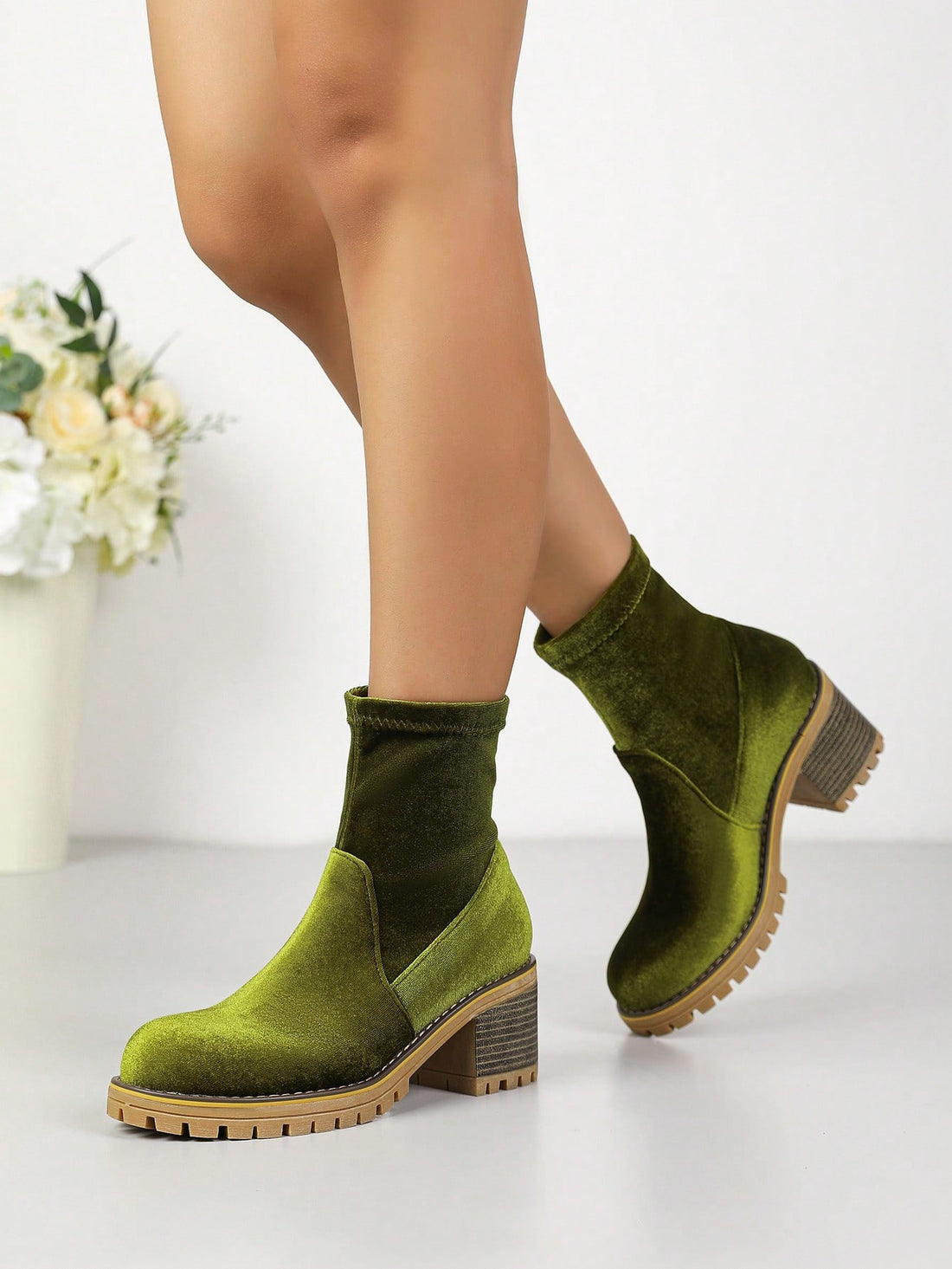 Step into fall with these Stylish Vintage Green Chunky High Heel Short Boots! Their bold green shade and retro vibe add a fun twist to any outfit, while the chunky heel offers both height and comfort. Perfect for those who love to mix vintage charm with modern flair, these boots will keep you looking fabulous through every crisp, colorful day.