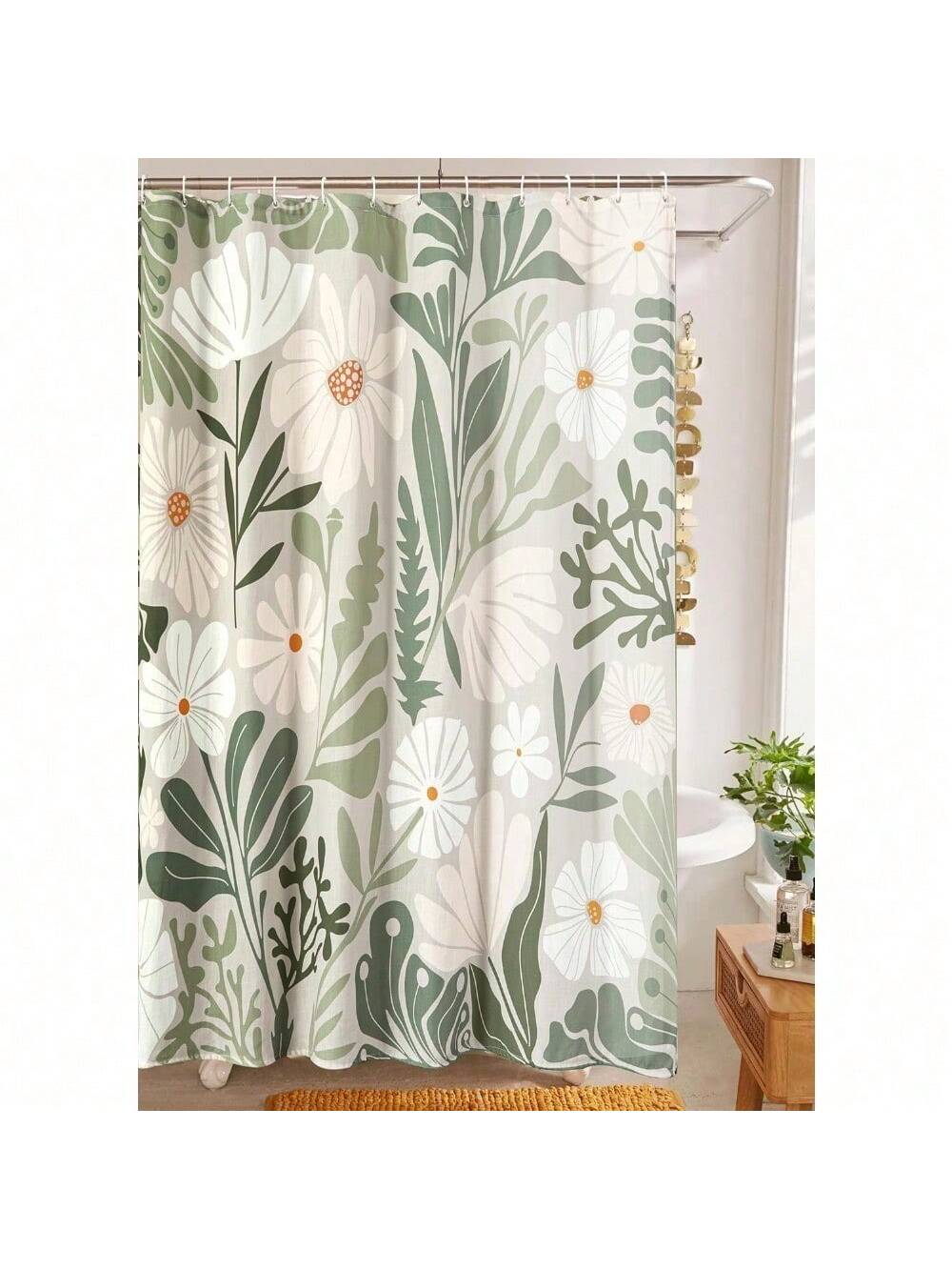 Bring a splash of vintage charm to your bathroom with this Faux Linen Shower Curtain. Its soft beige and greenish floral design adds a cozy farmhouse vibe while the durable fabric keeps your space fresh and stylish. Perfect for turning your bath time into a delightful escape!