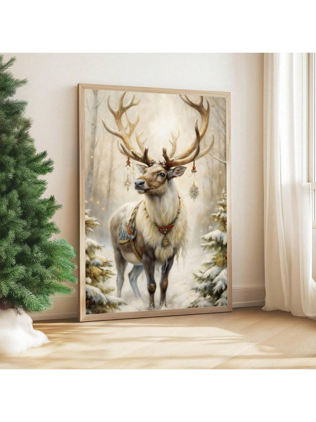 Bring festive cheer to any room with this charming vintage reindeer canvas wall art. Perfect for holiday decorating, this frameless piece captures the nostalgic magic of Christmas with its timeless design. Whether you're decking the halls in your living room, bedroom, or entryway, this whimsical reindeer artwork adds warmth and seasonal spirit to your home. Easy to hang and instantly transformative, it's the ideal way to celebrate the holidays in style. Create that cozy, festive atmosphere your space deserv
