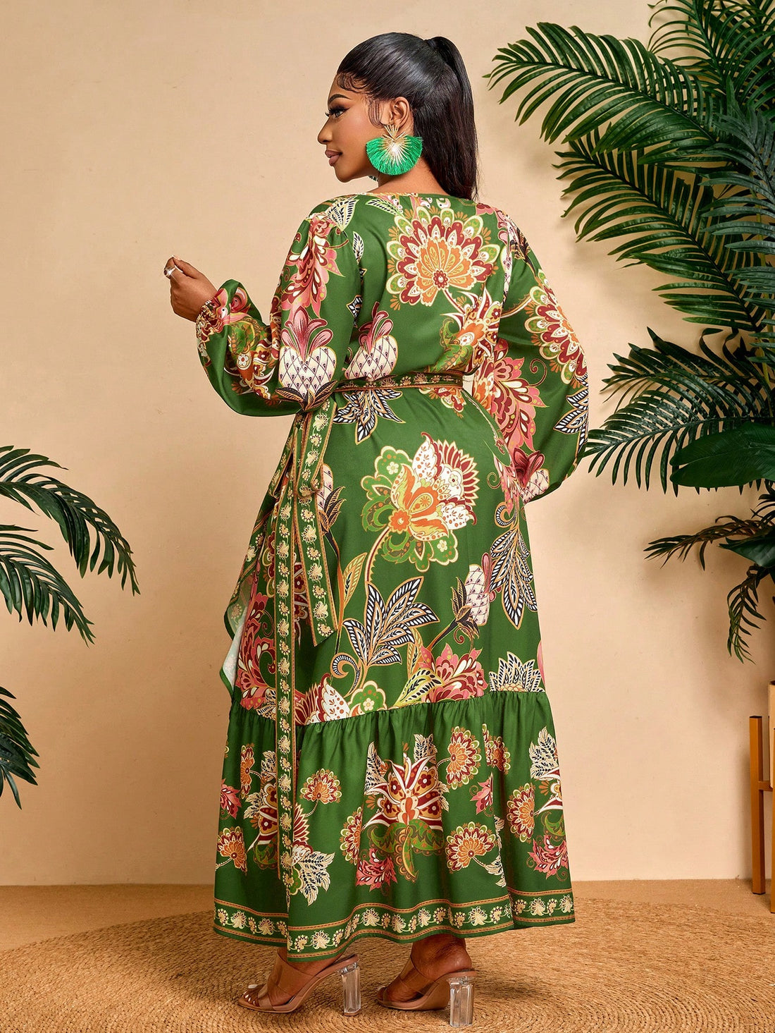 Wrap yourself in effortless elegance with this plus-size floral tie dress! Featuring a charming random flower pattern that dances across the fabric, this long dress combines comfort with timeless style. The flattering tie-wrap design cinches at all the right places, creating a silhouette that feels as good as it looks. Perfect for brunch dates, garden parties, or whenever you want to feel absolutely fabulous. Slip it on and let those blooms do the talking!