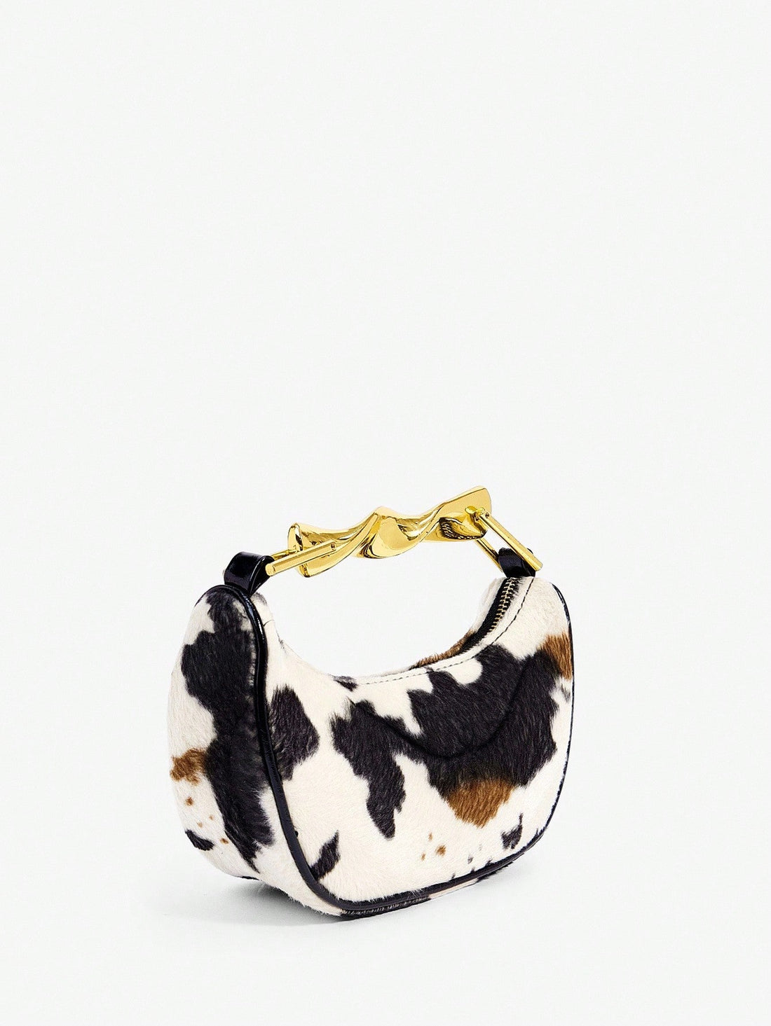 Add a splash of whimsy to your outfit with this Chic Cow Print Top Handle Bag. Perfectly sized for essentials, its charming print brings a fun twist to any look, from casual days out to stylish evenings. Carry it by the top handle for a touch of elegance or let it steal the spotlight as your go-to statement piece!
