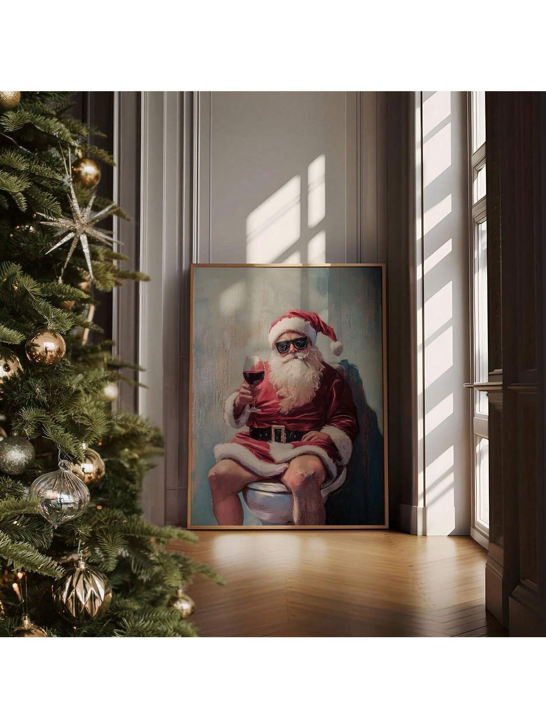 Add a touch of holiday cheer and laughter to your space with this Whimsical Santa Canvas Wall Art. Perfect for the bathroom or any festive corner, Santa’s playful pose brings humor and warmth to your holiday decor. Brighten your home with this unique piece that combines Christmas spirit with a cheeky twist, making every day feel merry and bright.