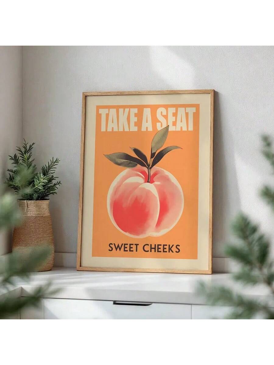 Add a splash of whimsy to your bathroom with this Quirky Peach Wall Art Poster. Featuring retro-inspired charm, its playful design brings a fresh and unique vibe that brightens your space. Perfect for creating an unexpected pop of color and personality, this artwork turns any bathroom into a fun and inviting retreat.