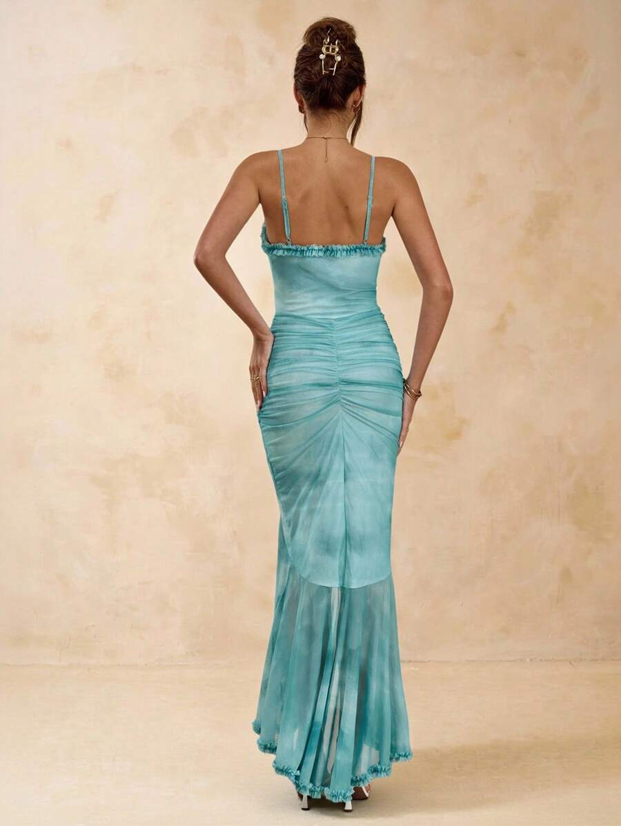 Blue backless maxi dress view 2