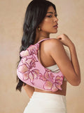 Pink embroidered hobo bag - view 2