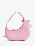 Pink embroidered hobo bag - view 3
