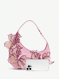 Pink embroidered hobo bag - view 4