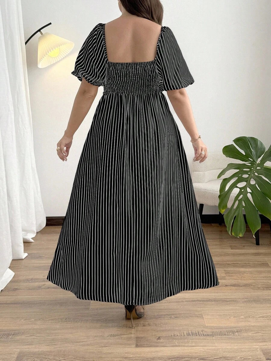 Step into style with this Elegant Plus Size Striped Floral Peplum Jumpsuit designed just for you! The playful mix of stripes and floral patterns creates a standout look, while the peplum detail adds a flirty flair to your silhouette. Perfect for any occasion, it combines comfort with a bold fashion statement that celebrates your curves. Embrace effortless elegance and turn heads wherever you go!