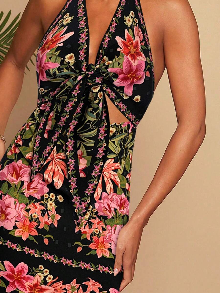 Turn heads this summer in our Boho Chic Floral Print Dress! Featuring a playful knot front and a flirty halter neckline, this backless beauty is perfect for sun-soaked vacation days. Lightweight and breezy, it effortlessly blends comfort with vibrant style, making every moment feel like a getaway. Ready to twirl through warm evenings and beachside adventures? This dress has your summer vibe covered.