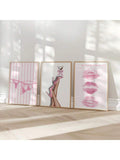 Blush pink lingerie and bow themed wall art