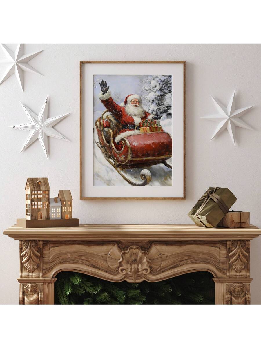 Add a splash of holiday cheer to any room with this Charming Santa Claus Winking Canvas Wall Art. Featuring a playful Santa delivering a cheeky wink, it's the perfect festive touch for your home or office. Brighten up your space and invite smiles all season long with this delightful Christmas decoration.