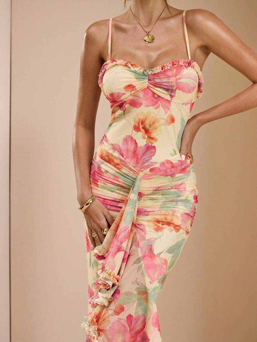 Blue backless maxi dress view 8