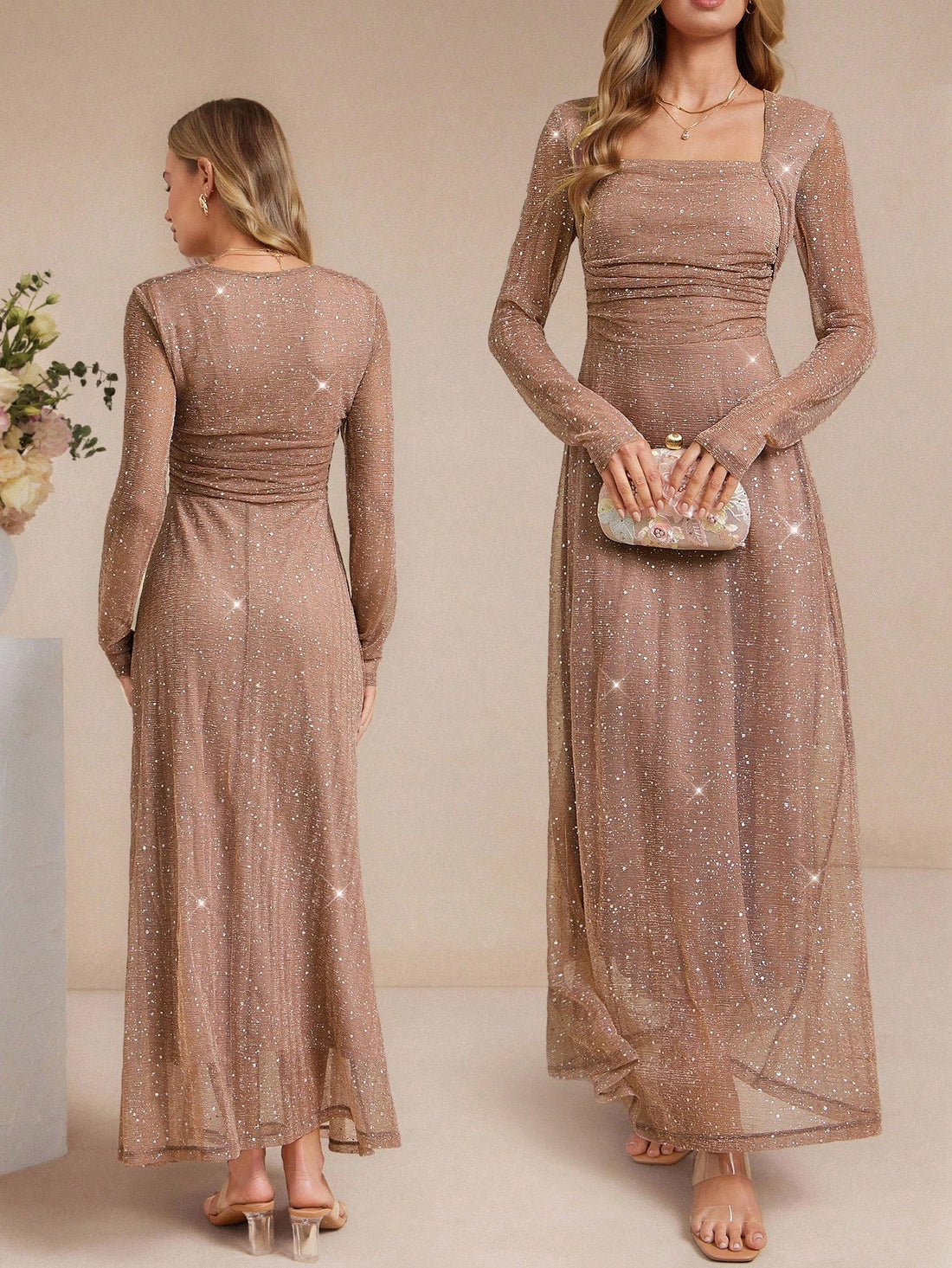 Step into the spotlight with this stunning square neck sequin midi dress, designed to dazzle at every party and sunny celebration. Its elegant cut highlights your silhouette while the shimmering sequins catch the light, adding a playful sparkle to your step. Perfect for spring and summer festivities, this dress promises you’ll be the life of the party with effortless style and charm.