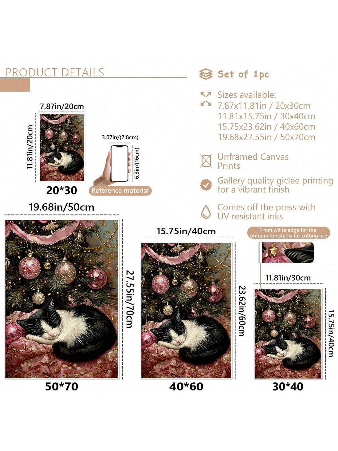 Bring festive cheer to your space with this Charming Tuxedo Cat Pink Christmas Canvas Poster. Featuring an adorable tuxedo cat in a cheerful pink holiday setting, this playful artwork adds warmth and whimsy to any wall. Perfect for cat lovers looking to celebrate the season with a touch of charm, this poster brightens your décor with joyful colors and cute feline flair. Ideal for creating a cozy, festive atmosphere that sparks smiles and holiday spirit.
