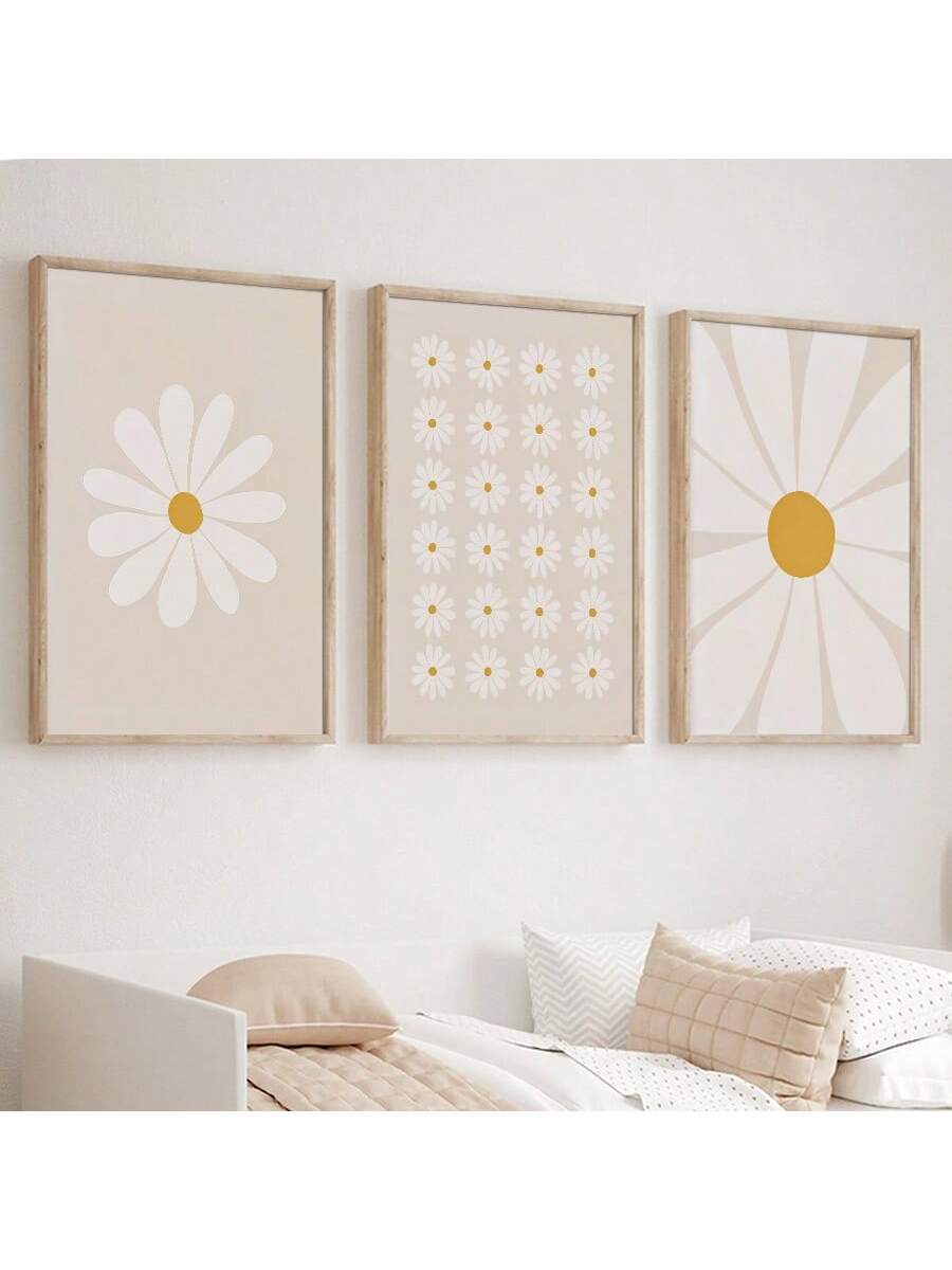 Add a touch of whimsy to any room with this 3-piece Bohemian Daisy Flower Canvas Art Set. Featuring soft, neutral tones and charming daisy designs, it’s perfect for brightening up your modern home or nursery with a playful yet soothing vibe. Easy to mix and match, these canvases bring fresh, carefree energy to your walls without overwhelming your space.