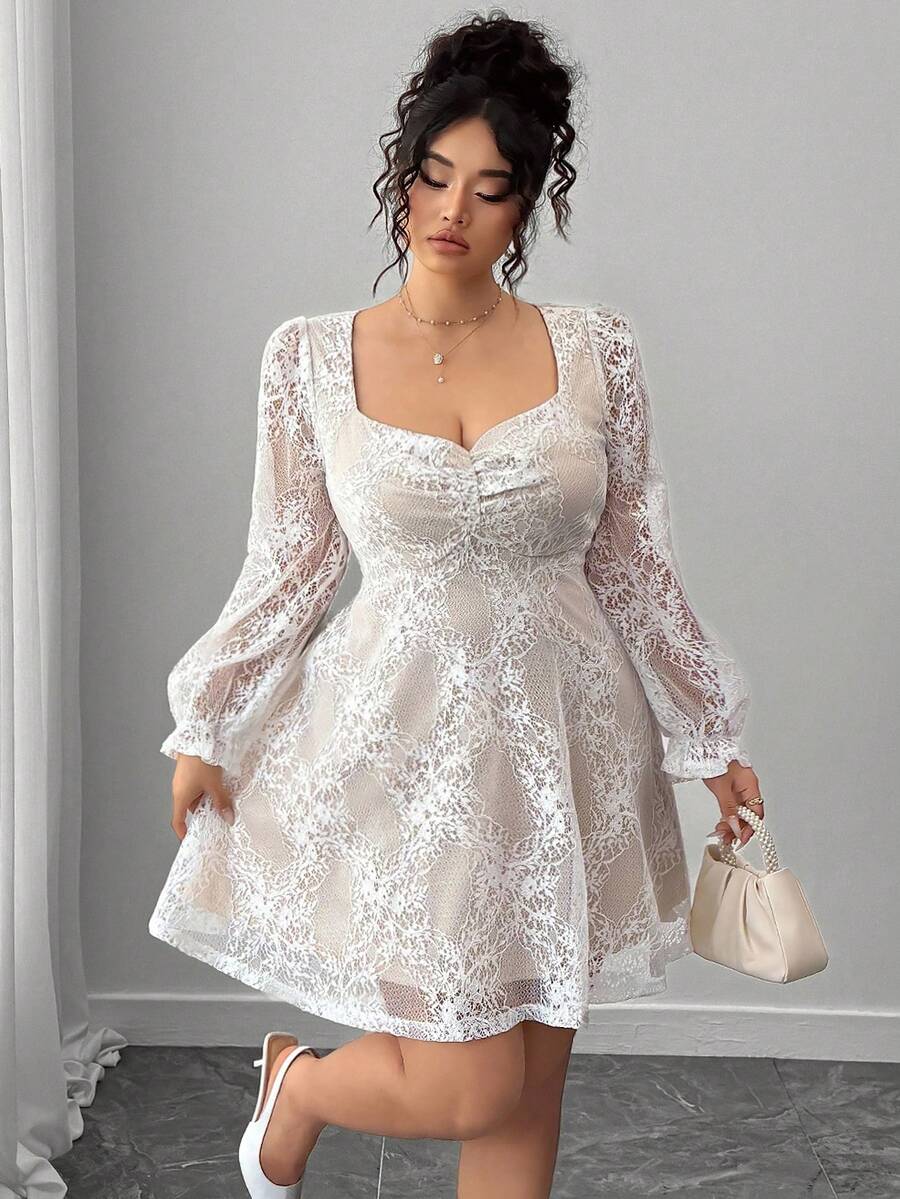 Step into the spotlight with this Plus Size Elegant Lace Maxi Dress, inspired by timeless French goddess charm. Its delicate lace and flowing silhouette make it perfect for any occasion—from romantic evenings to festive soirées. Embrace your curves with a dress designed to celebrate your beauty with a playful nod to retro elegance. Feel fabulous, confident, and ready to turn heads wherever you go!