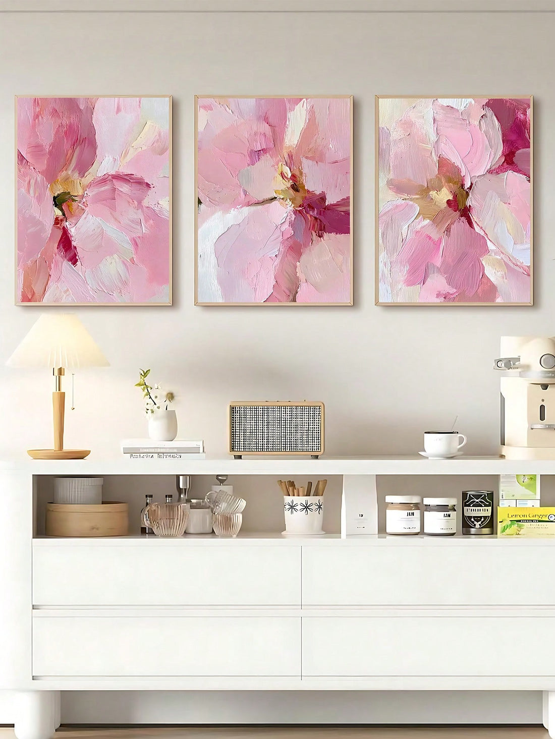 Transform your walls into a garden of elegance with this stunning 3-piece blush pink floral collection. Featuring soft, romantic peonies and hydrangeas in modern botanical style, these prints bring warmth and sophistication to any room. Perfect for creating a gallery wall in your bedroom, living room, or office, this set adds that Instagram-worthy touch without the fuss. Whether you're decorating your own sanctuary or searching for a thoughtful gift for the plant-lover in your life, these chic florals deliv