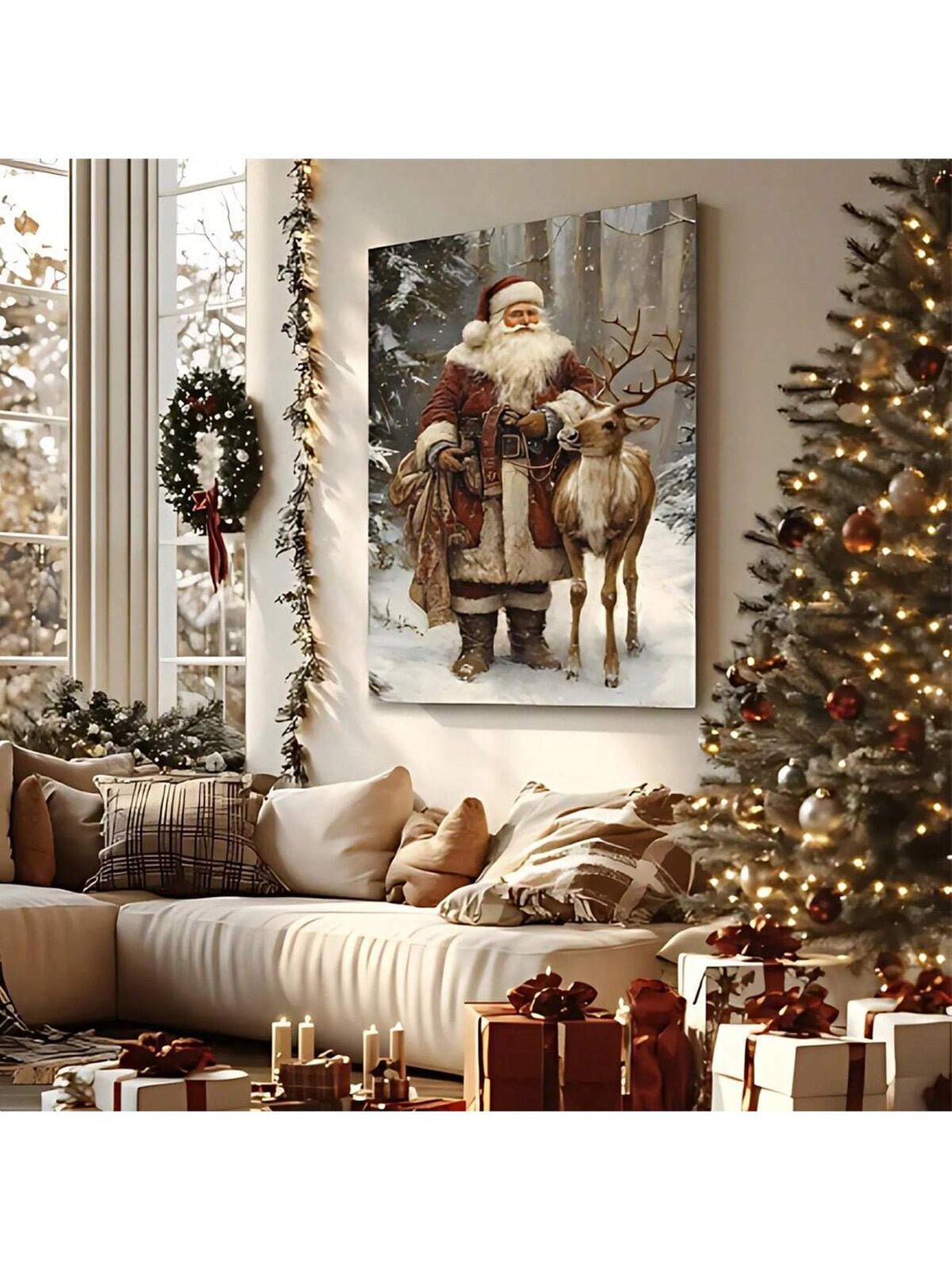 Bring vintage Christmas magic into your home with this charming Santa Claus retro canvas art. Perfect for adding nostalgic holiday warmth to any room, this festive wall decoration captures the jolly spirit of classic Christmas celebrations. Whether you're decorating your living room, bedroom, or entryway, this eye-catching piece spreads seasonal cheer and creates the perfect cozy atmosphere. Ideal for holiday enthusiasts who love timeless designs and want to celebrate the season in style. Transform your spa