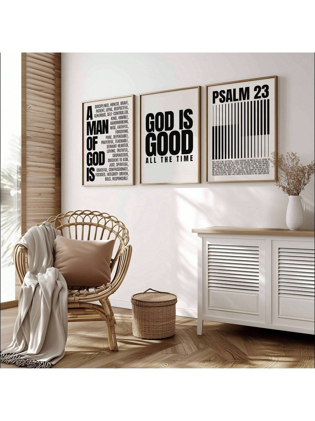 Bring a touch of faith and style to your space with this minimalist black and white canvas featuring a meaningful Christian Bible verse. Perfect for brightening your home or dorm, it combines simplicity with inspiration. Let your walls do the talking with this sleek and uplifting piece that adds both character and calm to any room.