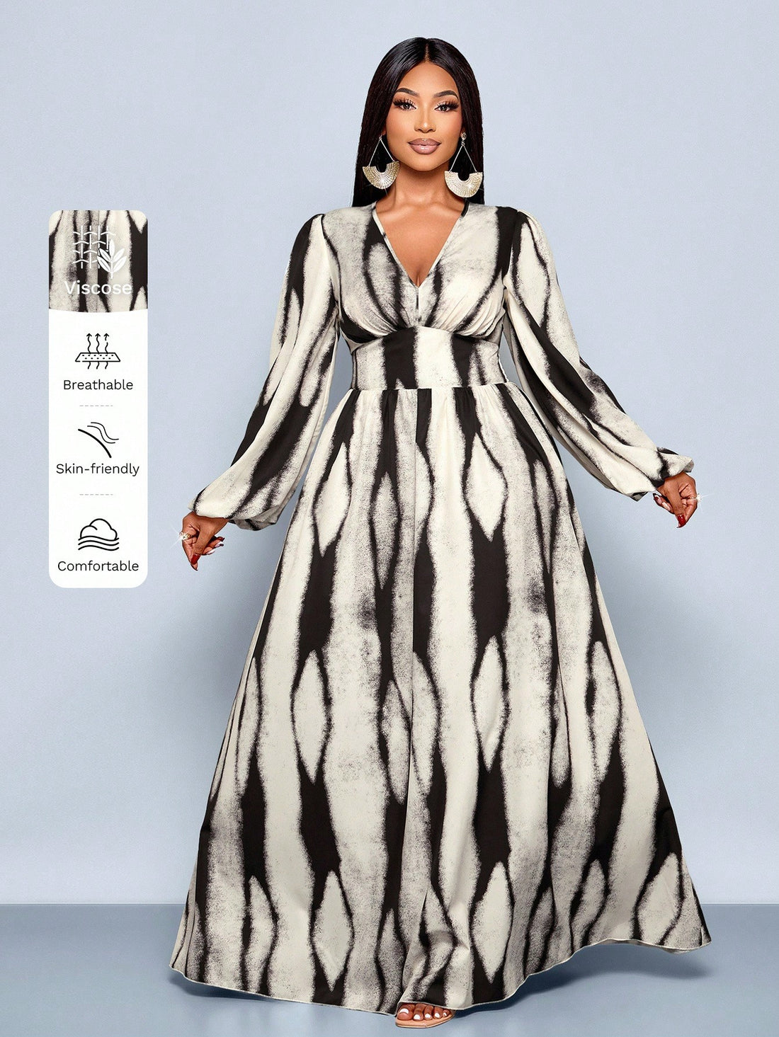 Step out in style and comfort with this Elegant Plus Size Daily Dress, featuring a flirty ruffled V-neck and a flattering pleated A-line silhouette. The playful black and apricot print adds a fresh pop of color to your day, making it perfect for everything from brunch dates to casual outings. Designed to flow with your curves, this dress brings effortless charm and a touch of whimsy to your everyday wardrobe.