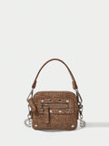 Personalized Y2K retro style square bag with star rivets, side angle
