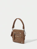 Fashionable mini crossbody bag top handle detail, close-up