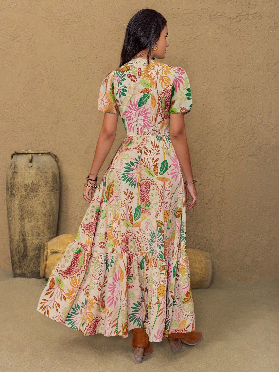 Twirl into effortless style with this stunning bohemian floral dress that celebrates curves and comfort. Featuring a vibrant floral print that dances across the fabric, short sleeves for easy layering, and a chic split hem that adds movement and flair. The relaxed fit flatters every silhouette while the playful design brings boho-chic vibes to any occasion—from casual brunches to weekend getaways. Perfect for those who refuse to compromise on style or comfort.