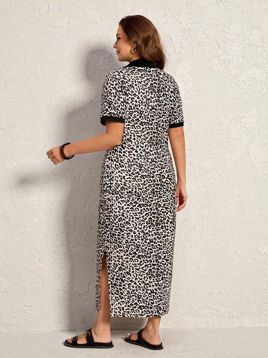 Step out in style and comfort with this Chic Plus Size V-Neck Polo Collar Knitted Maxi Dress. Perfectly breathable for summer days, its soft knit fabric hugs your curves while the classic polo collar adds a touch of smart flair. Ideal for teachers and anyone wanting a playful yet polished look that’s easy to wear all day long. Celebrate your shape with effortless elegance and a twist of fun!