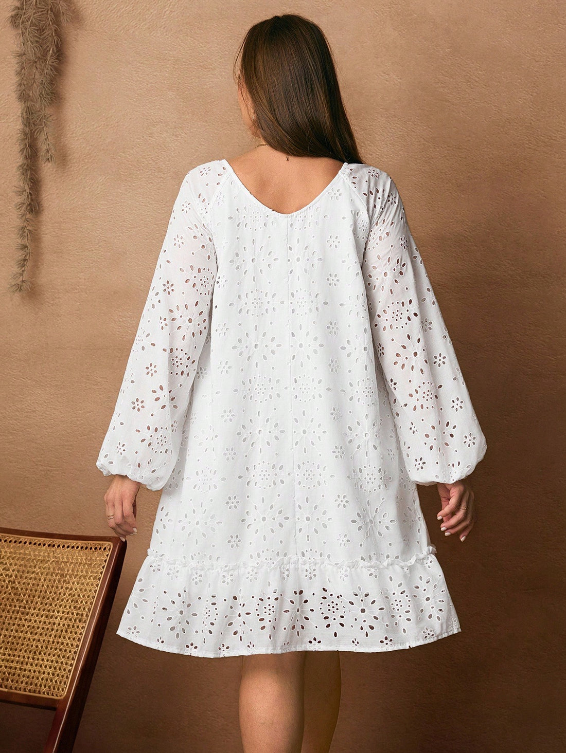 Embrace cozy charm in this Chic Plus Size Boho Eyelet Dress, designed with playful lantern sleeves that add a flirty flair to your fall and winter wardrobe. The delicate eyelet details brighten cool days, while the flowing silhouette ensures all-day comfort and confidence. Perfect for layering or wearing solo, this dress brings whimsical style to chilly seasons with ease and grace.