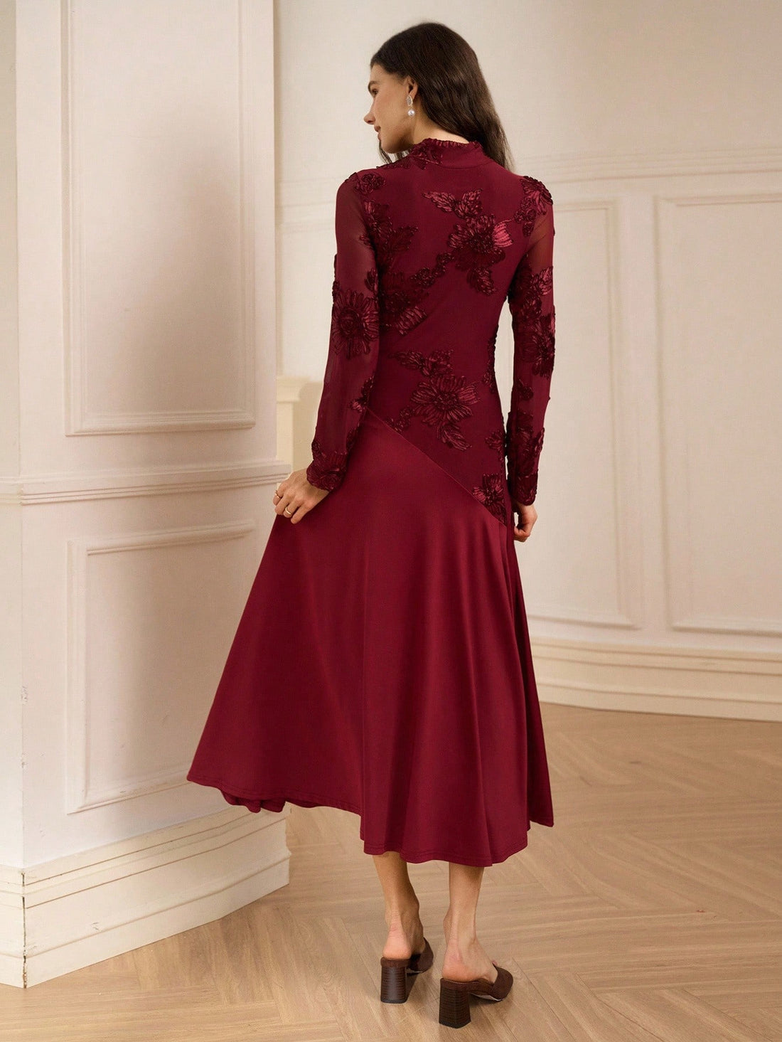 Step into style with this Elegant Jacquard Mesh Long Sleeve Dress! Featuring a chic stand collar and delicate jacquard mesh fabric, it’s perfect for turning heads at any occasion. The long sleeves add a hint of mystery while keeping things classy, making this dress your new go-to for effortless elegance with a playful twist.