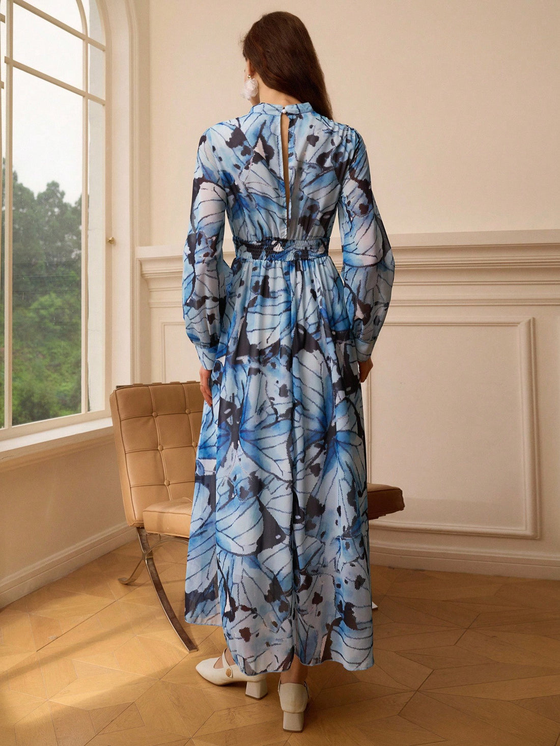 Fluttering into your wardrobe with grace and whimsy! This enchanting long dress features a romantic butterfly print that dances across the fabric, perfect for those who love nature-inspired elegance. Designed for the cooler months, it combines autumn and winter sophistication with a playful spirit. The flowing silhouette flatters beautifully while the intricate butterfly motif adds a touch of dreamy femininity. Whether you're heading to a special occasion or elevating your everyday style, this dress brings 