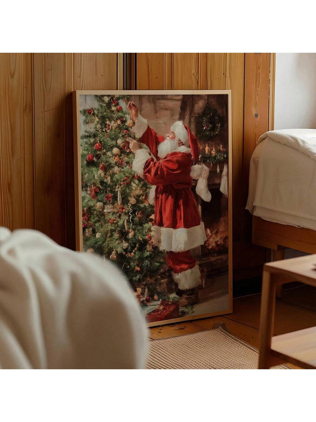 Bring jolly vibes to your home with this charming vintage Santa canvas art! Perfect for transforming any room into a festive holiday haven, this whimsical piece captures the magic of Christmas with classic Santa imagery and nostalgic appeal. Whether you're decorating your living room, entryway, or bedroom, this canvas adds warmth and seasonal cheer to your space. Ideal for creating that cozy, merry atmosphere that makes the holidays truly special. A delightful way to celebrate the season in style!