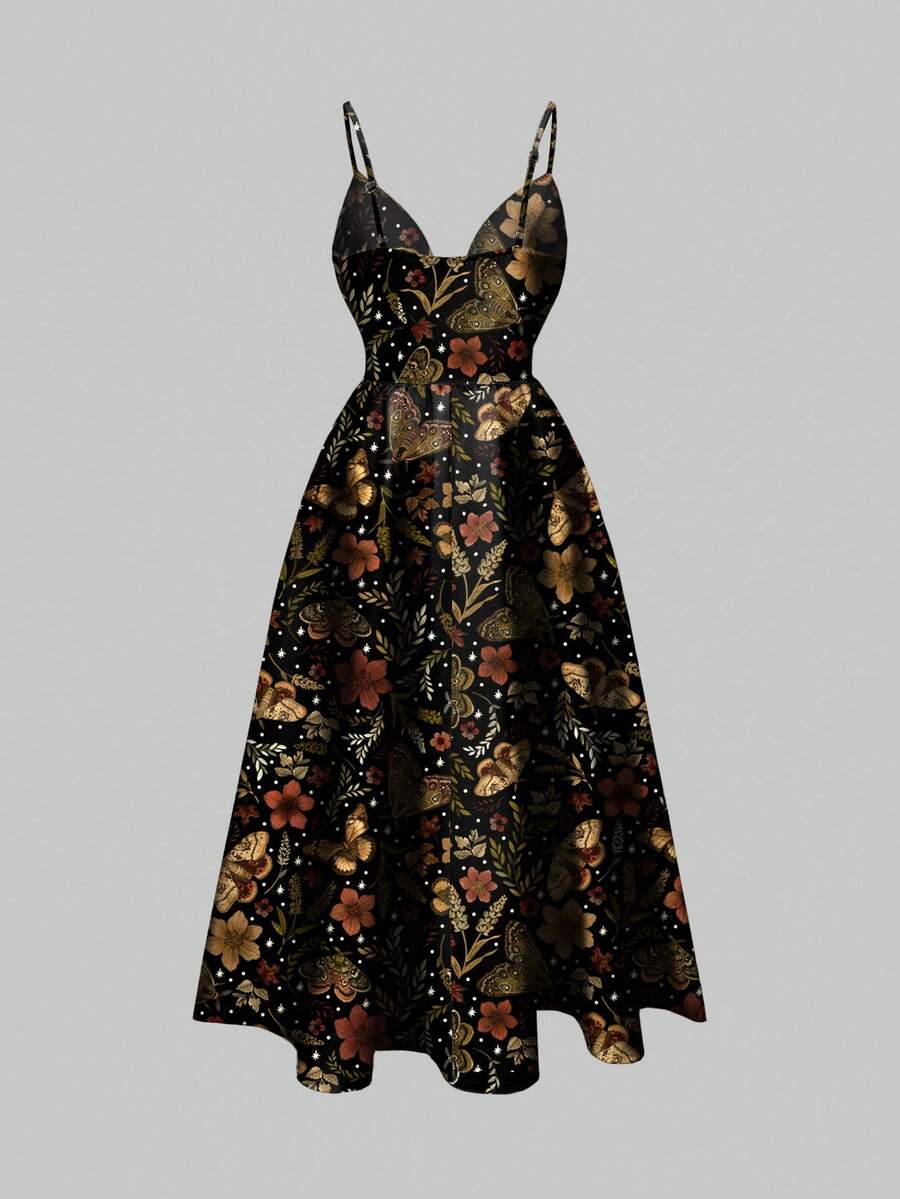 Step Into a Fairytale with Our Romantic Dark Purple &amp; Blue Fairycore Dress!

Embrace the enchanting aesthetic of the forest with this dreamy, ethereal masterpiece. Drenched in deep, mystical hues of dark purple and blue, this dress is designed for those who want to carry a touch of magic with them on every summer journey or whimsical getaway.

Enchanting Butterfly &amp; Leaf Print: The delicate nature-inspired motifs create a captivating, mystical look that perfectly captures the "Fairycore" spirit, mak