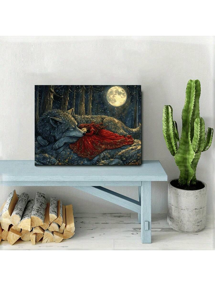 Bring a touch of whimsy to your space with this captivating Little Red Riding Hood and Wolf canvas art. Set in a mystical forest, this playful scene blends fairy tale charm with nature's magic, making it an enchanting addition to any room. Perfect for all occasions, it sparks imagination and storytelling while adding vibrant color and intrigue to your walls.